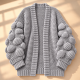 Fenella Bobble-Sleeve Open-Front Cardigan