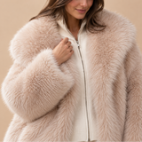 Livia Faux-Fur Shawl-Collar Short Coat