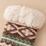 Thea Fair Isle Fleece-Cuff Crew Socks