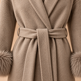 Celeste Wool-Blend Faux-Fur Cuff Wrap Coat