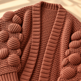 Fenella Bobble-Sleeve Open-Front Cardigan