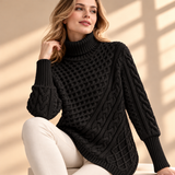 Odette Cable-Knit Asymmetric Roll-Neck Jumper