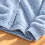 Imogen Brushed-Knit V-Neck Button Cardigan