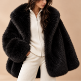 Livia Faux-Fur Shawl-Collar Short Coat