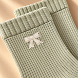 Bellissima Ribbed Knit Bow Socks