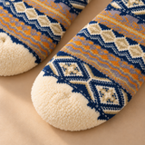 Thea Fair Isle Fleece-Cuff Crew Socks
