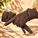 Livia Suede-Look Wrap-Cuff Gloves