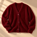 Imogen Brushed-Knit V-Neck Button Cardigan