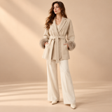 Celeste Wool-Blend Faux-Fur Cuff Wrap Coat