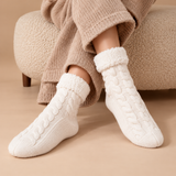 Odette Cable-Knit Fleece-Cuff Slipper Socks