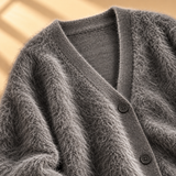 Imogen Brushed-Knit V-Neck Button Cardigan