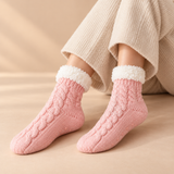 Odette Cable-Knit Fleece-Cuff Slipper Socks
