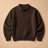 Rafferty Chevron-Knit Polo Collar Sweater