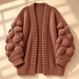 Fenella Bobble-Sleeve Open-Front Cardigan