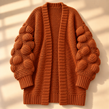 Fenella Bobble-Sleeve Open-Front Cardigan