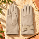 Livia Suede-Look Wrap-Cuff Gloves