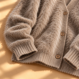 Imogen Brushed-Knit V-Neck Button Cardigan