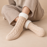 Odette Cable-Knit Fleece-Cuff Slipper Socks