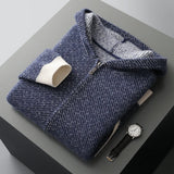 Cashmere Hatched Knit Hoodie