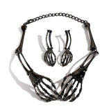 Halloween statement necklace with skeleton hand design