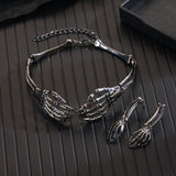 Halloween statement necklace with skeleton hand design