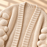 Fenella Bobble-Sleeve Open-Front Cardigan