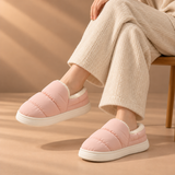 Nora Quilted Fleece-Lined Platform Slippers