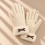 Clara Bow-Cuff Fleece Gloves