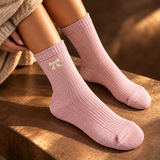 Bellissima Ribbed Knit Bow Socks