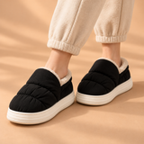 Nora Quilted Fleece-Lined Platform Slippers