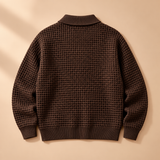 Declan Waffle-Knit Collared Button Cardigan