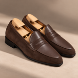 Pair of Milano suede penny loafers in Chocolate
