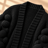 Fenella Bobble-Sleeve Open-Front Cardigan