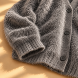 Imogen Brushed-Knit V-Neck Button Cardigan