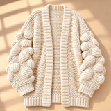 Fenella Bobble-Sleeve Open-Front Cardigan