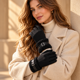 Marisol Suede-Look Fleece-Cuff Gloves