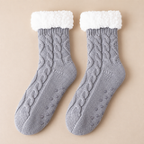 Odette Cable-Knit Fleece-Cuff Slipper Socks