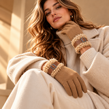 Marisol Suede-Look Fleece-Cuff Gloves