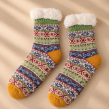 Thea Fair Isle Fleece-Cuff Crew Socks