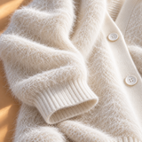 Imogen Brushed-Knit V-Neck Button Cardigan