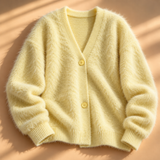 Imogen Brushed-Knit V-Neck Button Cardigan