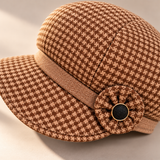 Odessa Houndstooth Wool-Blend Cap