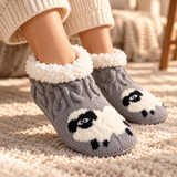 Odette Cable-Knit Critter Slipper Socks