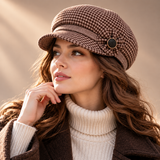 Odessa Houndstooth Wool-Blend Cap