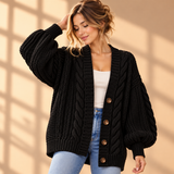 Rosalind Cable-Knit Button-Front Cardigan
