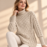Odette Cable-Knit Asymmetric Roll-Neck Jumper