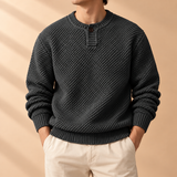 Heath Textured-Knit Henley Neck Sweater