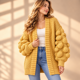 Fenella Bobble-Sleeve Open-Front Cardigan