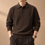 Rafferty Chevron-Knit Polo Collar Sweater