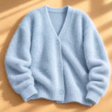 Imogen Brushed-Knit V-Neck Button Cardigan